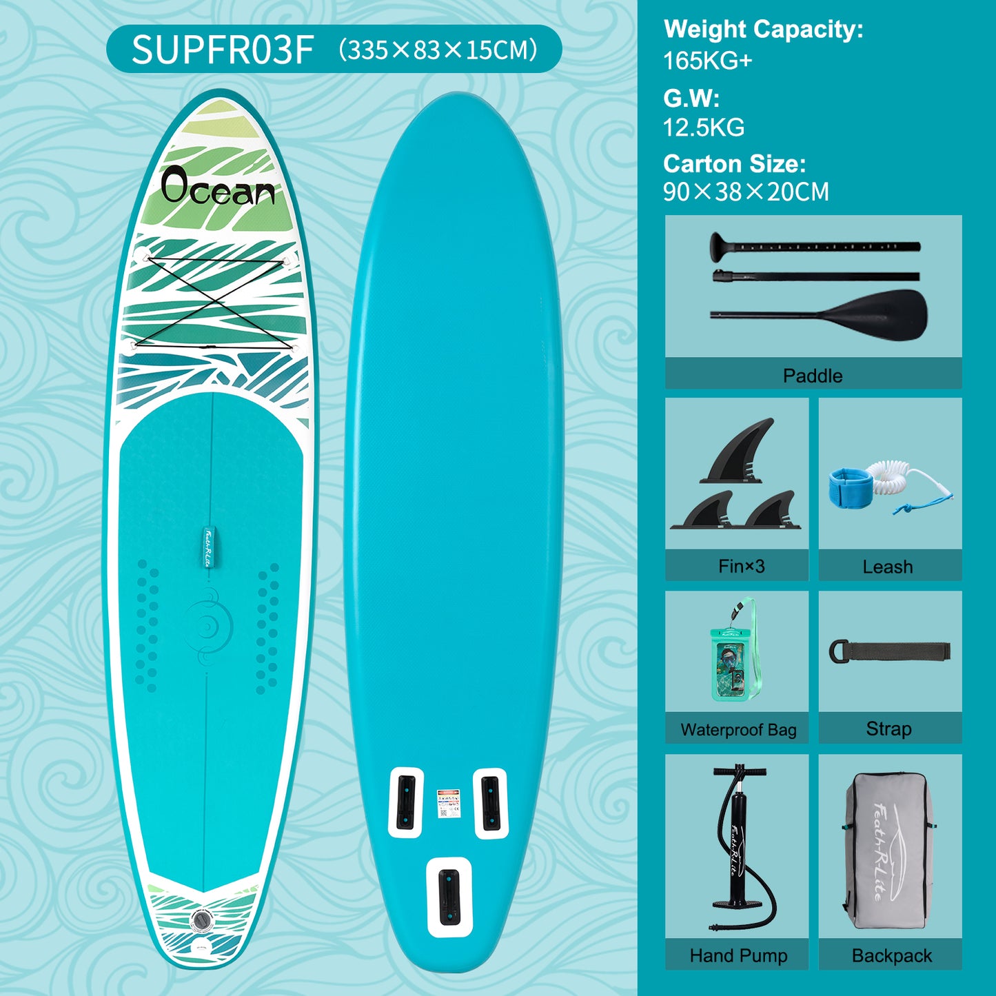 SUP Board SUPFR03F 335x83x15 cm