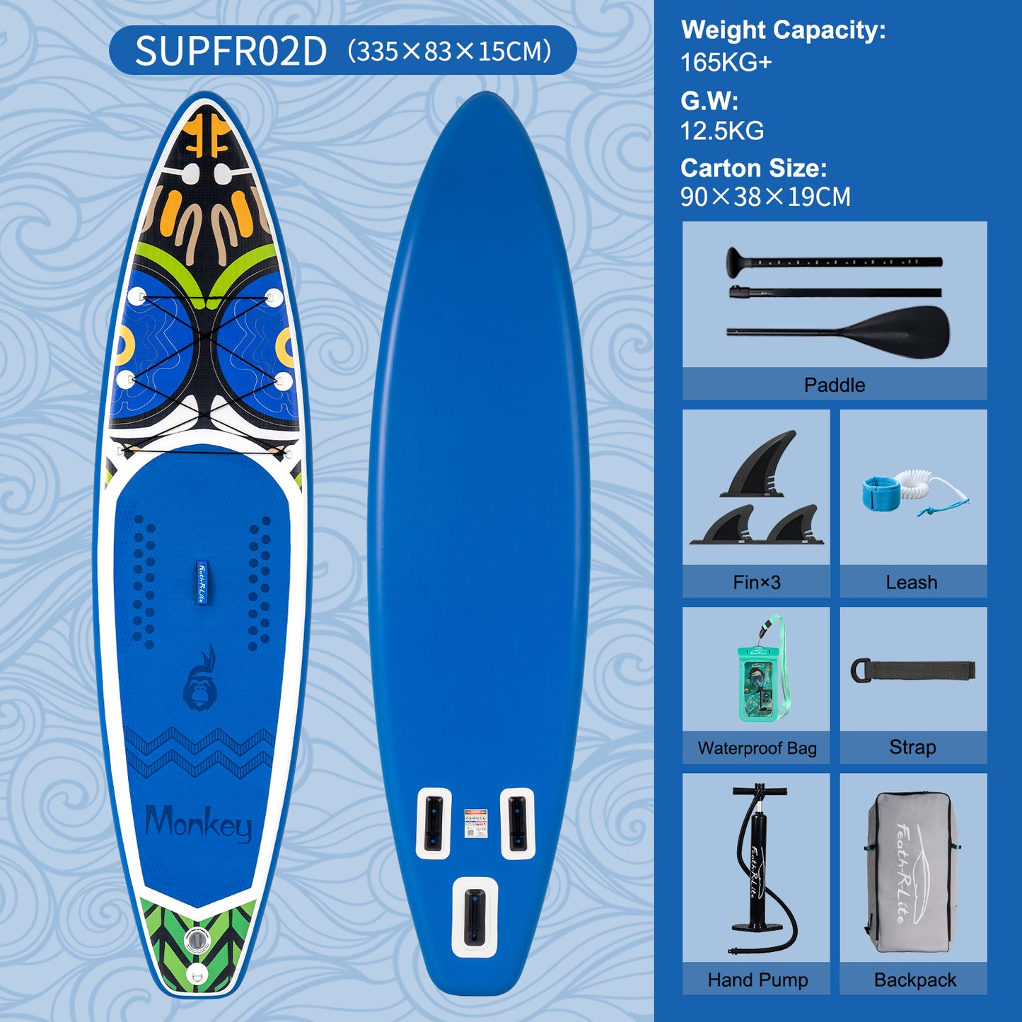 SUP Board SUPFR02D 335x83x15 cm